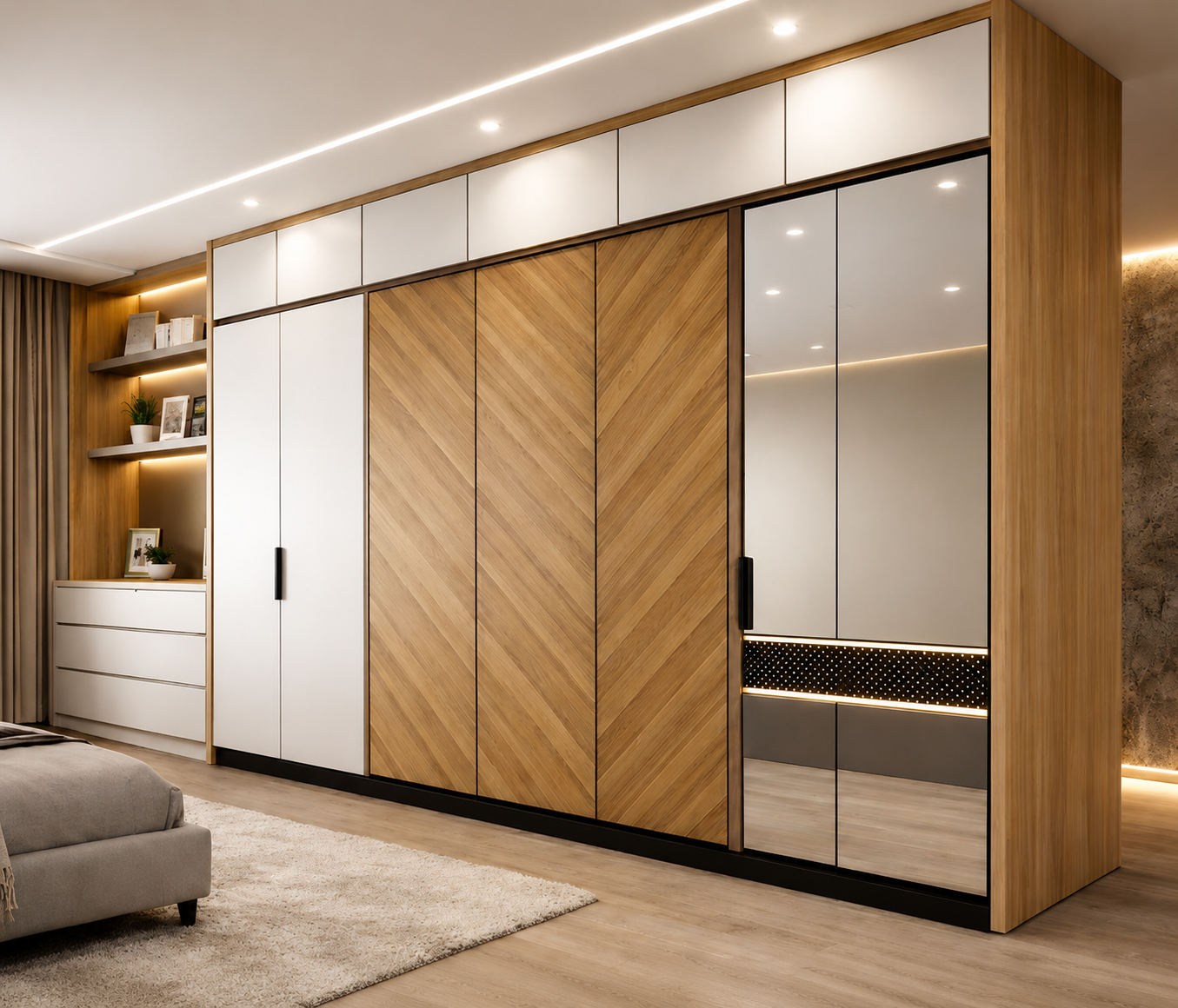 Warm Wood Chevron Wardrobe — Wardrobes, Zumax