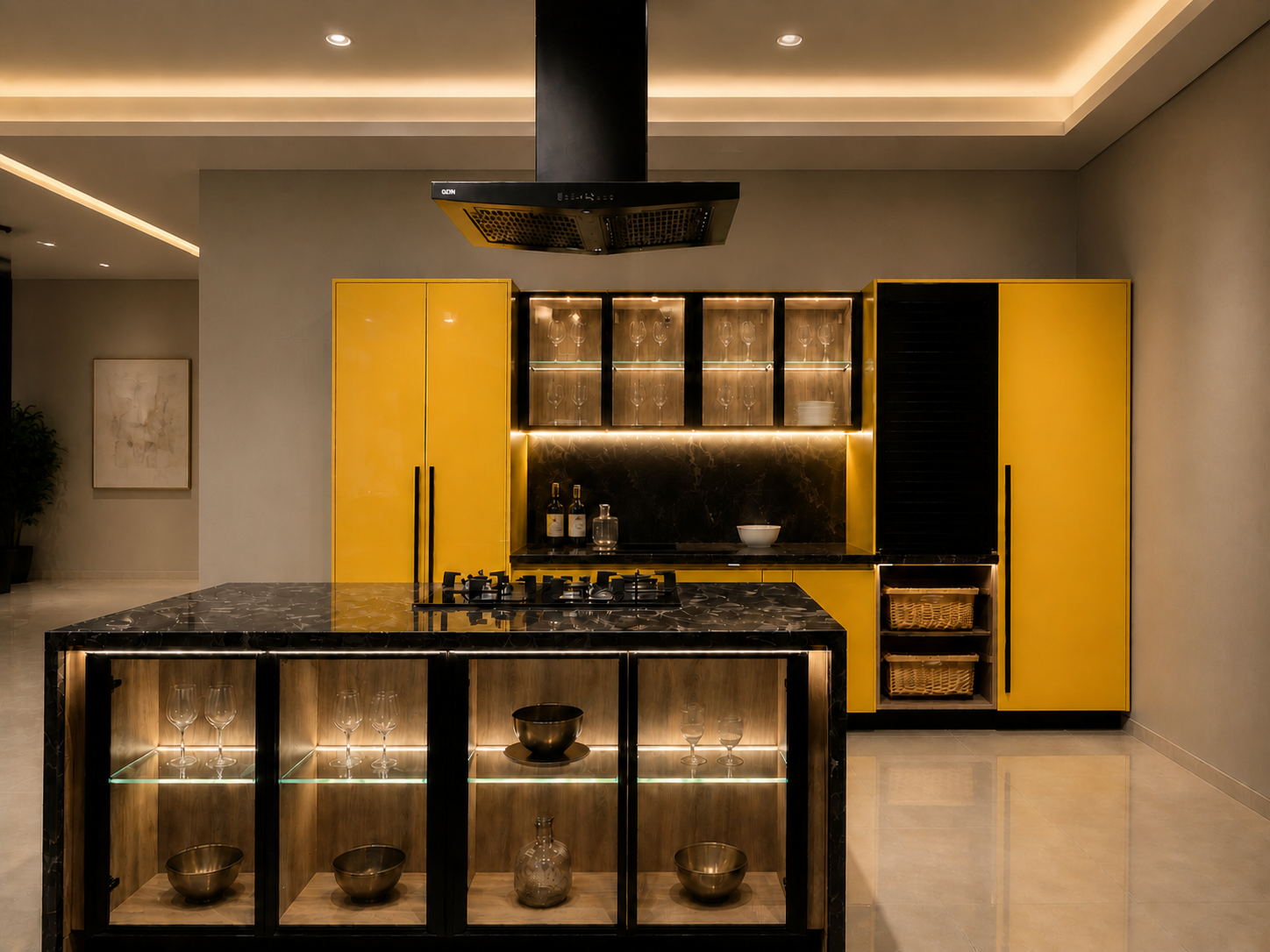 Yellow Luxe Glass Kitchen — Kitchen, Zumax