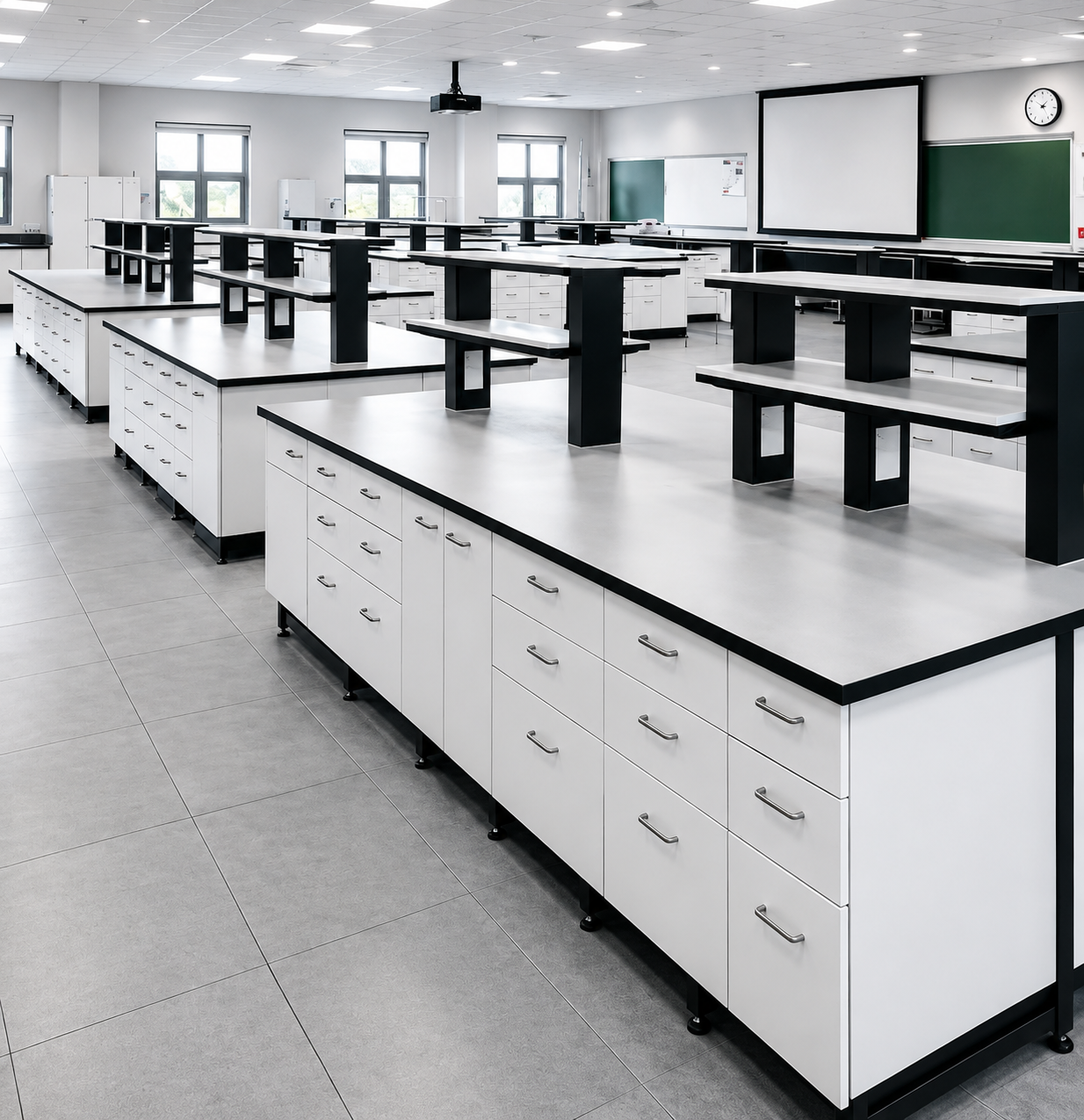 Science Lab Workbench with Drawer Units (Central Island) — Lab Furniture, Zumax