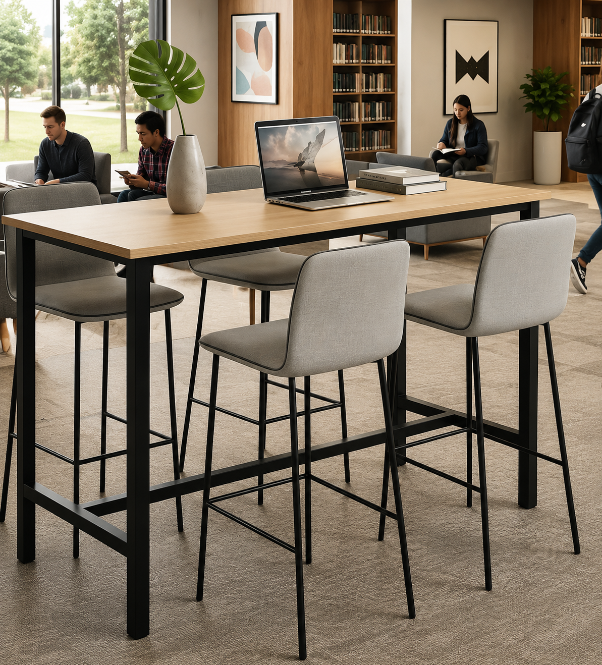 High Counter / Standing-Height Study Desk — Library Furniture, Zumax