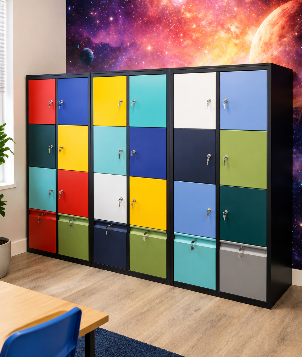 Steel Multi-Compartment Locker (Colourful Doors) — Lockers, Zumax