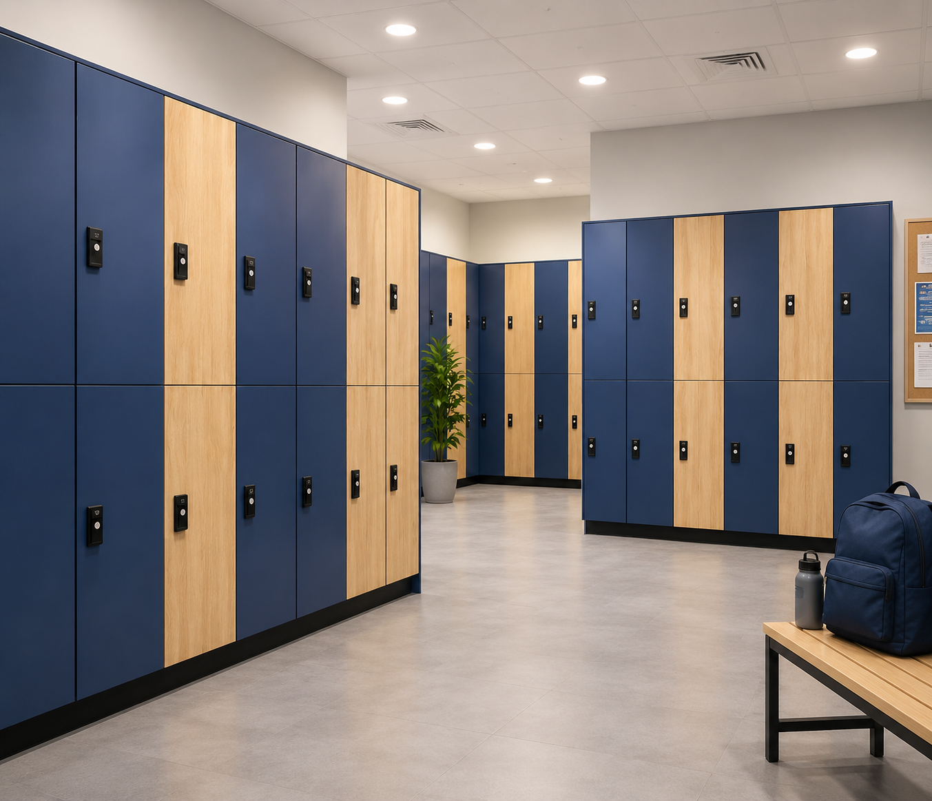 HPL/Compact Panel Locker (Two-Tier, Blue & Wood) — Lockers, Zumax